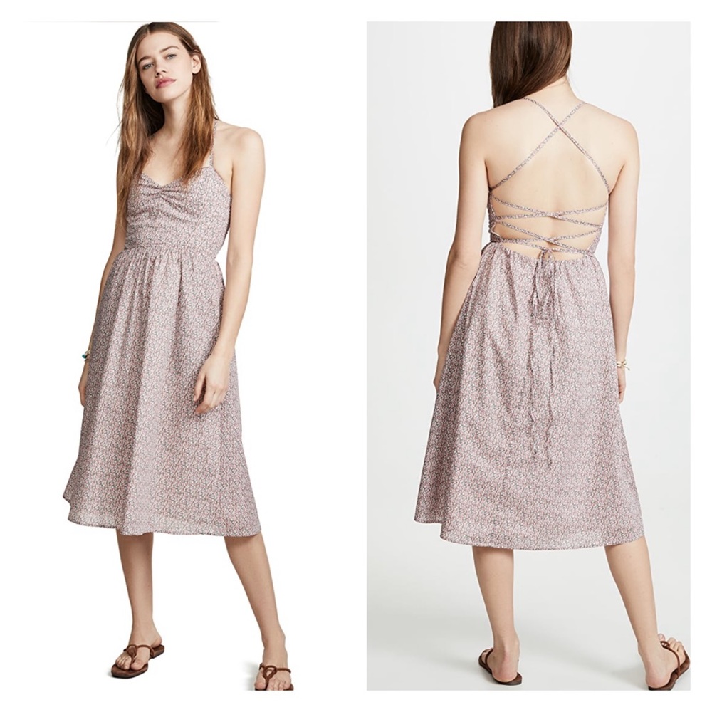 ANTHROPOLOGIE dRA CottageCore Monique Floral Sweetheart Strappy-Back Dress L